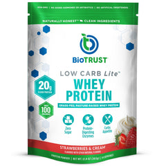 BioTrust Low Carb Lite whey protein powder scoop for quick, high-protein shakes