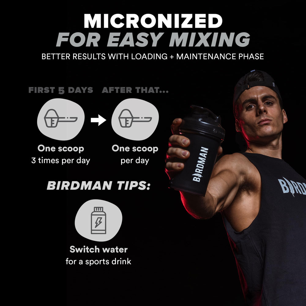 Athlete performing workout with creatine supplement