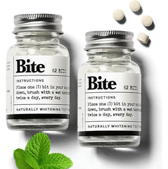 Bite Toothpaste Bits jar with 124 tablets displayed