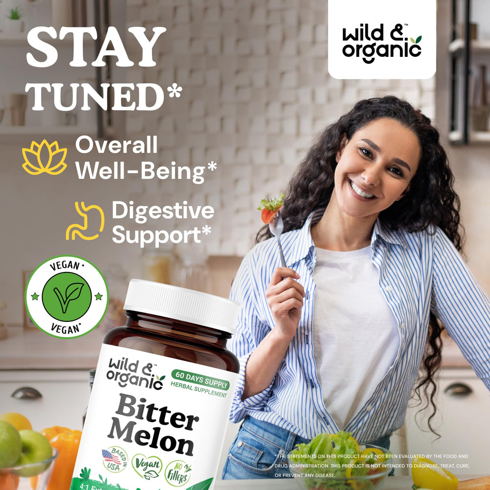 Close-up of bitter melon capsules for overall and digestive support