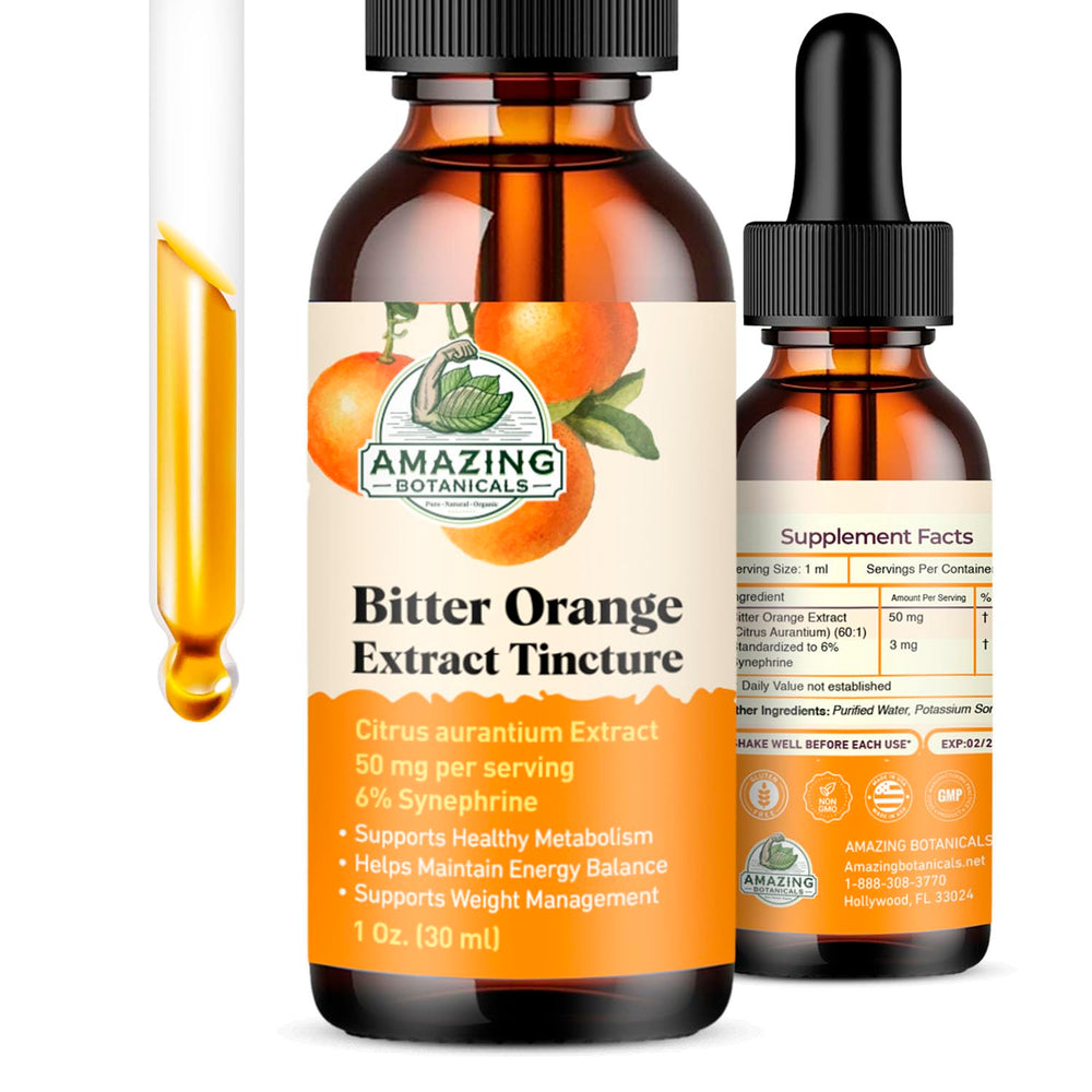 Bitter orange extract tincture bottle labeled 1500mg