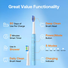 5 brushing modes: White, Clean, Soft, Polish, Gum Care