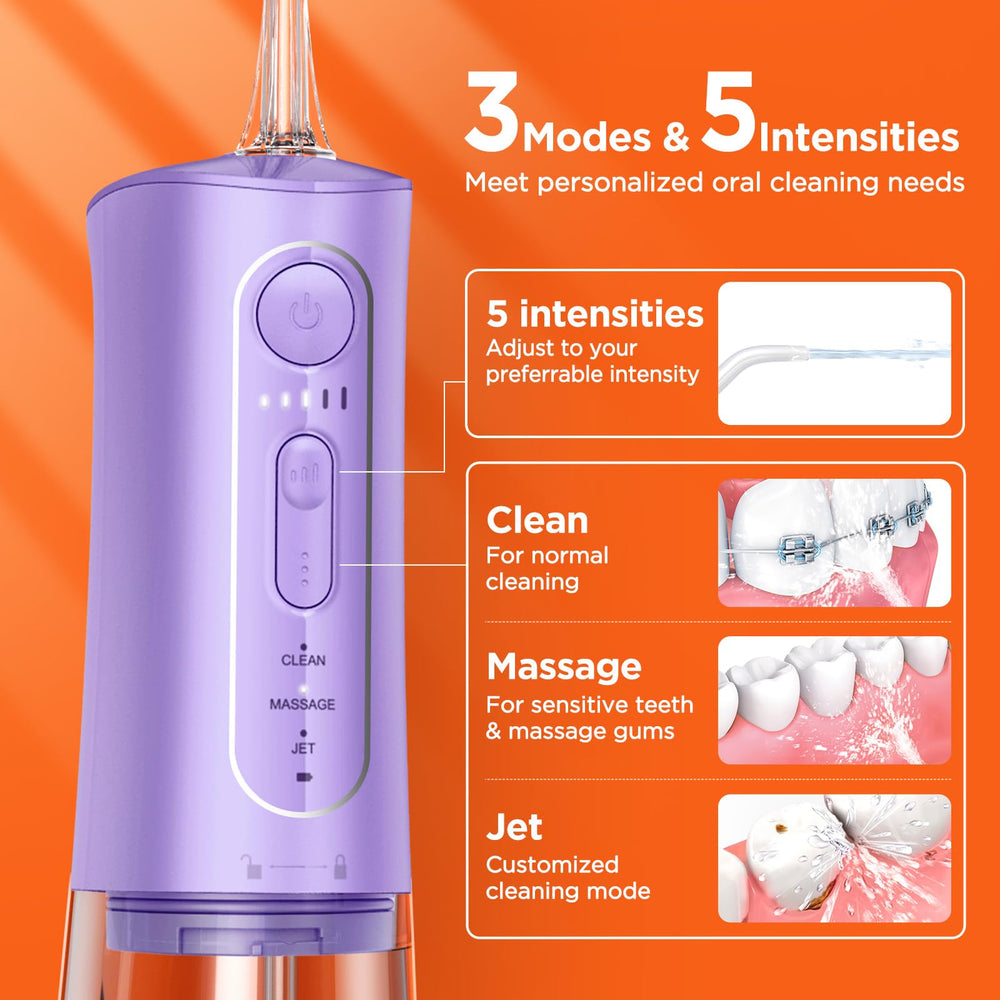 Bitvae C5 Water Dental Flosser in lavender color, back view
