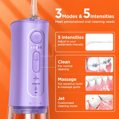 Bitvae C5 Water Dental Flosser in lavender color, back view