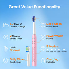 Five brushing modes: White, Clean, Soft, Polish, Gum Care