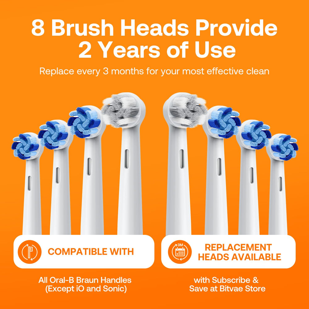 Eight replacement brush heads with travel case