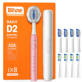 Bitvae D2 ultrasonic toothbrush in quartz pink, front view