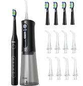 Bitvae water flosser and sonic toothbrush bundle in black - front view