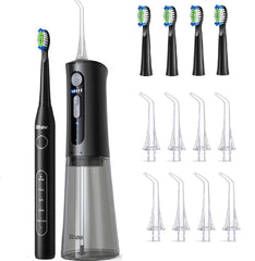 Bitvae water flosser and sonic toothbrush bundle in black - front view