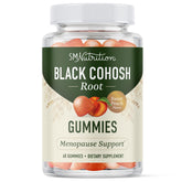 Front label of Black Cohosh Gummies bottle showing peach flavor and 60 gummies