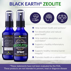 Label showing ingredients on Black Earth Zeolite
