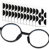Black 1.6mm self-adhesive eyeglass nose pads arranged on sheets