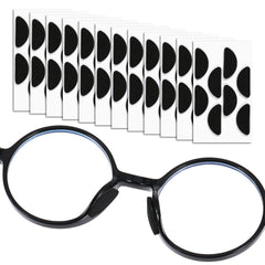Black 1.6mm self-adhesive eyeglass nose pads arranged on sheets