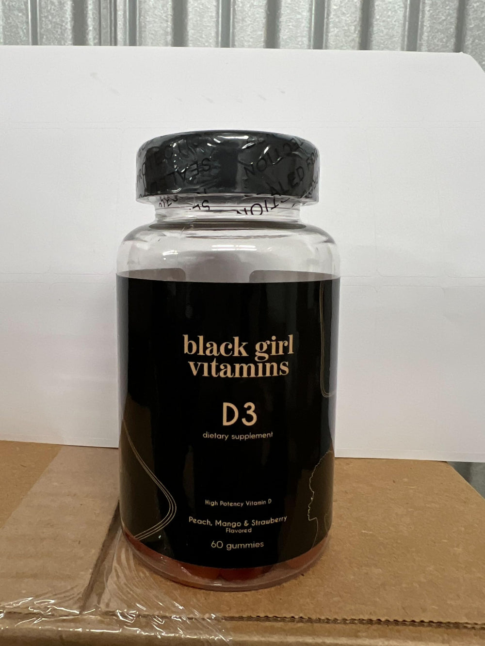Bottle of Vitamin D3 Gummies with supplement facts and claims