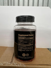 Two gummies with a glass of water illustrating daily consumption