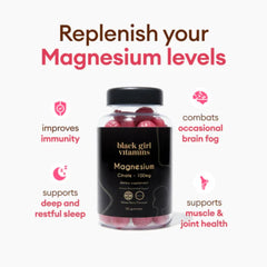 Close-up of Magnesium Gummies label from Black Girl Vitamins