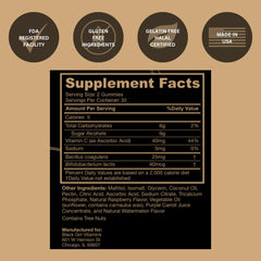 Label on bottle of Black Girl Vitamins Probiotic Gummies Raspberry-Watermelon 60count