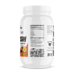 Black Magic Protein 2lbs packaging emphasizes high-quality protein blend and fast recovery.