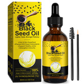 Front view of Turkish black seed oil bottle with 2.02 fl oz label