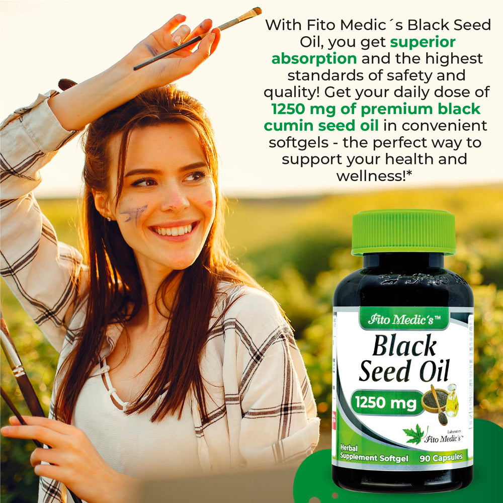 1250 mg black seed oil capsules, organic cold-pressed