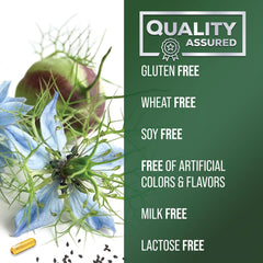 Non-GMO and gluten-free labeling for black seed oil softgels