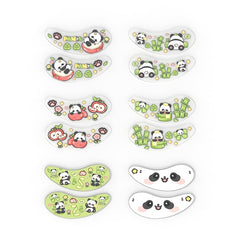 Close-up of Black Wings panda mix silicone eye patches