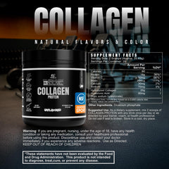 Fine, unflavored collagen powder texture close-up