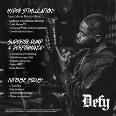 L-Citrulline and Beta-Alanine ingredients on BLACKMARKET DEFY label