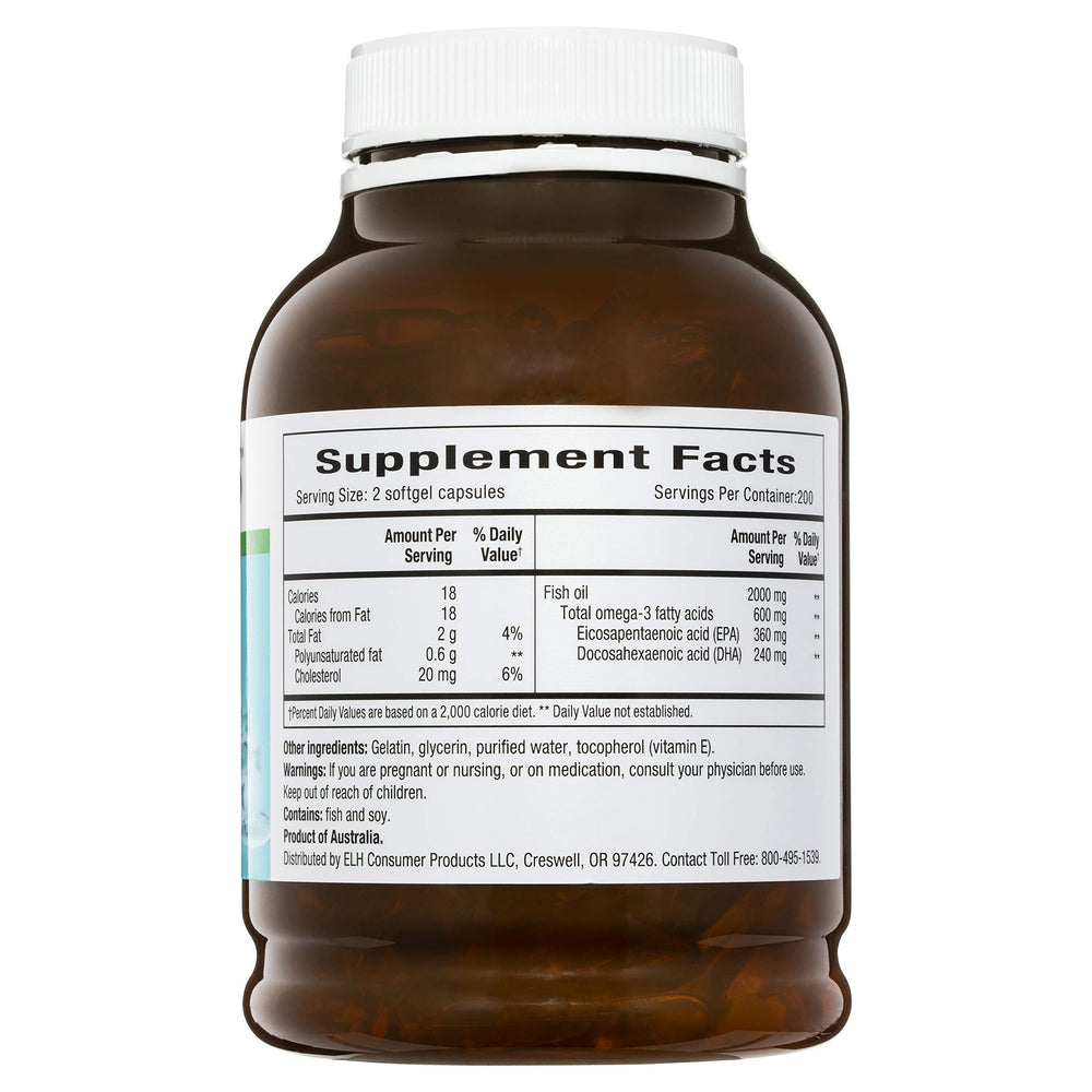 Back label of Blackmores Fish Oil 1000mg bottle