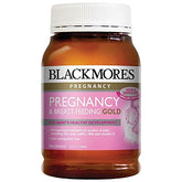 Bottle of Blackmores Pregnancy & Breastfeeding Gold 180 Capsules on white background