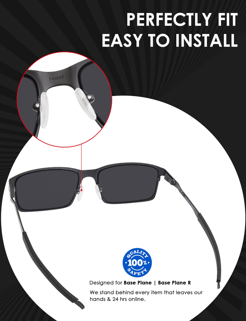 Close-up of BlazerBuck black earsocks for Oakley Base Plane OX3232
