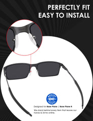 Close-up of BlazerBuck black earsocks for Oakley Base Plane OX3232