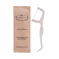 Close-up of the eco-friendly double-line floss design on a floss pick