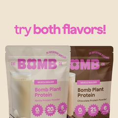 Blender Bombs Bomb Plant Protein smoothie prep shows blends well with fruits