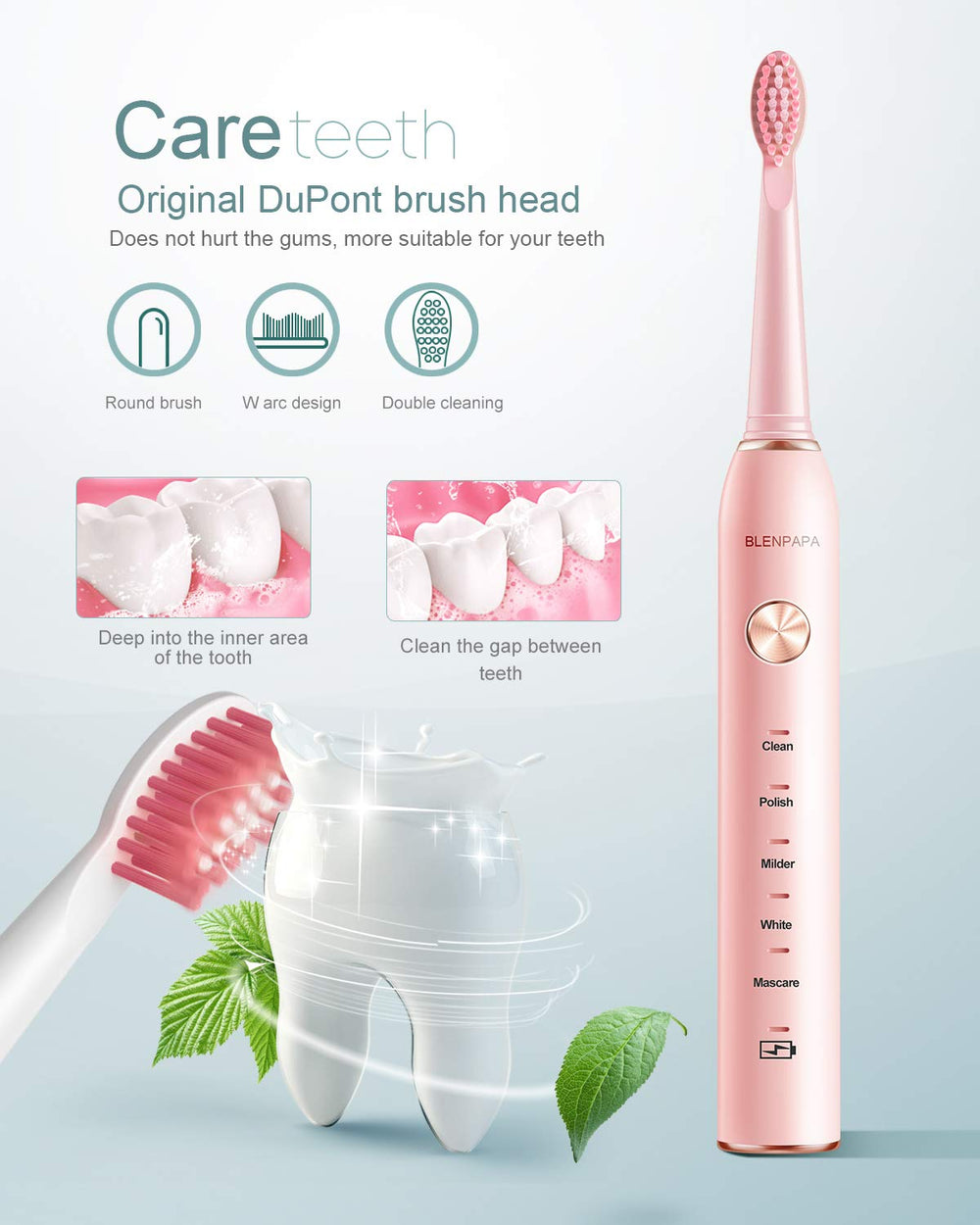 Dupont brush heads for Blenpapa Pink toothbrush