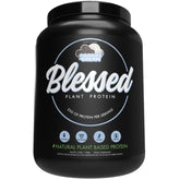 BLESSED Cookies & Cream protein powder tub for meal replacement ideas.