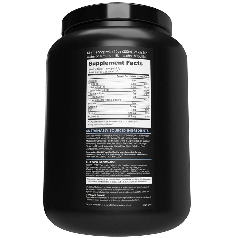 BLESSED protein tub closeup highlights clean ingredients and stevia sweetness.