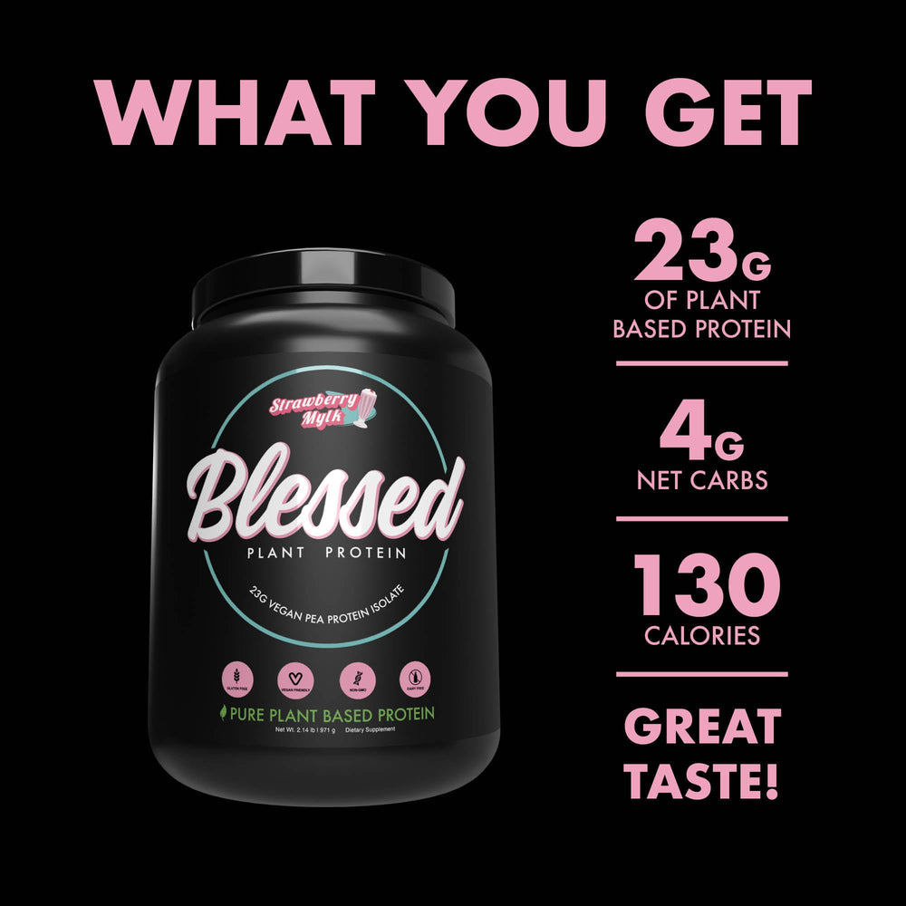 Blessed Vegan Protein Powder shaker ready for quick, dairy-free smoothies