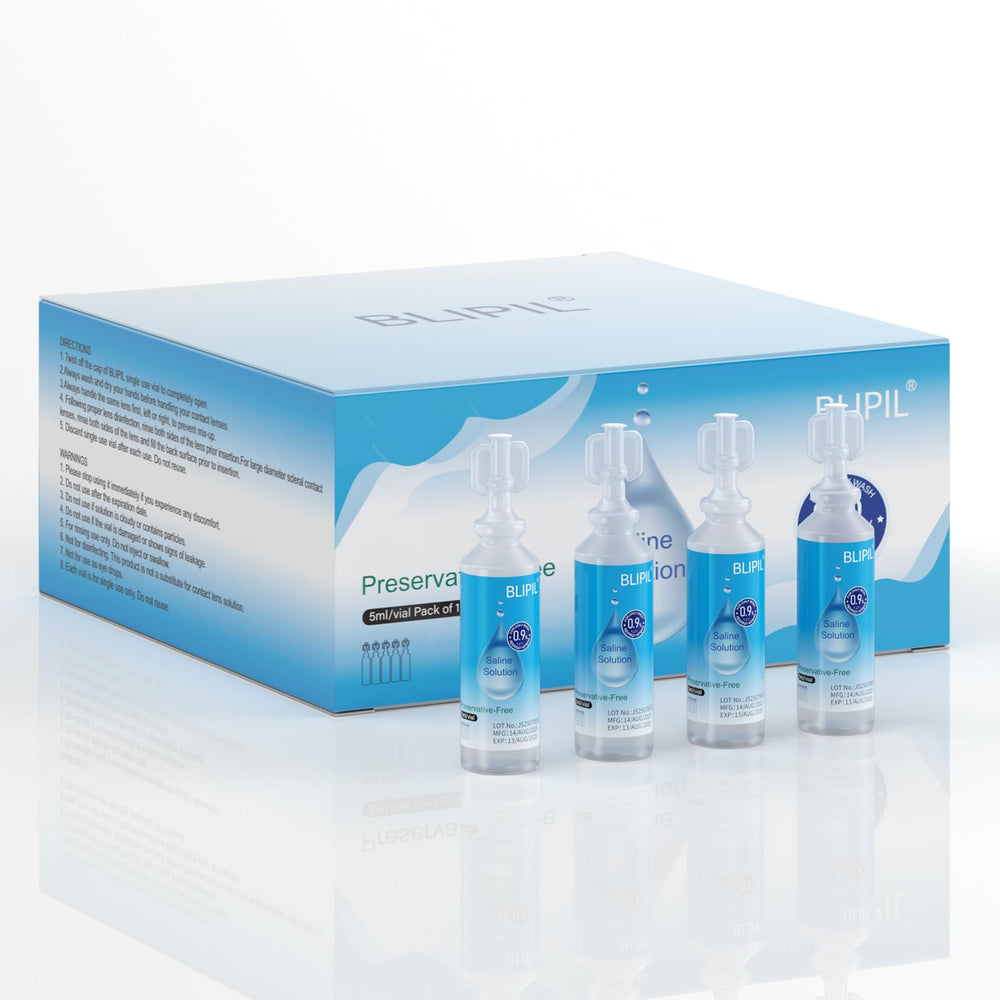BLIPIL 5mL preservative-free saline vials in a box
