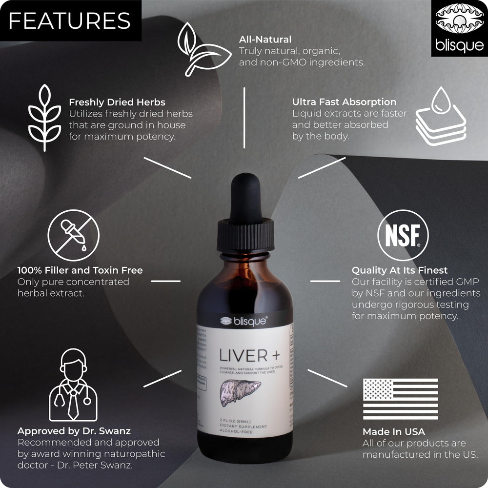 Liquid liver complex dropper bottle with ingredients