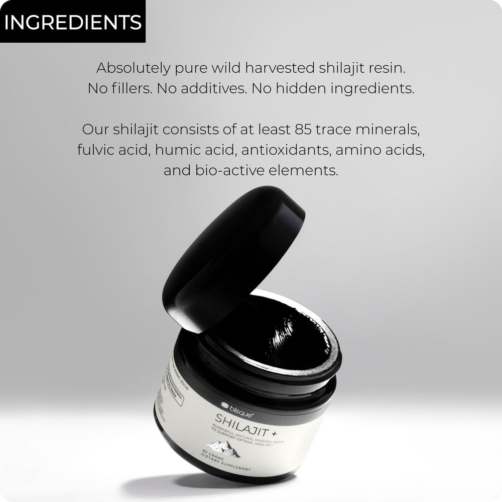 Shilajit resin showing fulvic and trace minerals