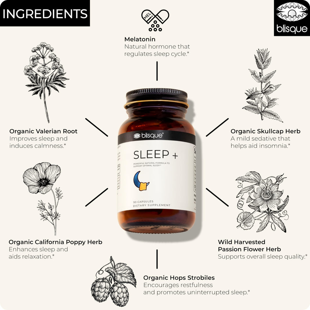 Close-up of herbal ingredients used in Blisque SLEEP+