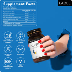 Non-GMO, vegan, cruelty-free sleep supplement packaging
