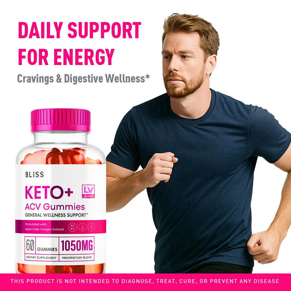 Close-up of Bliss Keto Gummies 1050 mg bottle label