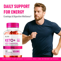 Close-up of Bliss Keto Gummies 1050 mg bottle label