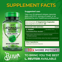 Close-up of BLIVA L. Reuteri capsules