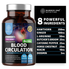 Premium Blood Circulation Supplement bottle with 90 capsules