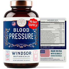 Blood Pressure Support supplement with green tea, hibiscus, hawthorn, and garlic.