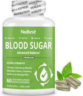 Blood Sugar Advanced Formula bottle featuring Bitter Melon and other ingredients