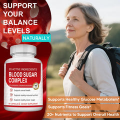 Front view of Blood Sugar Complex Supplement bottle on white background